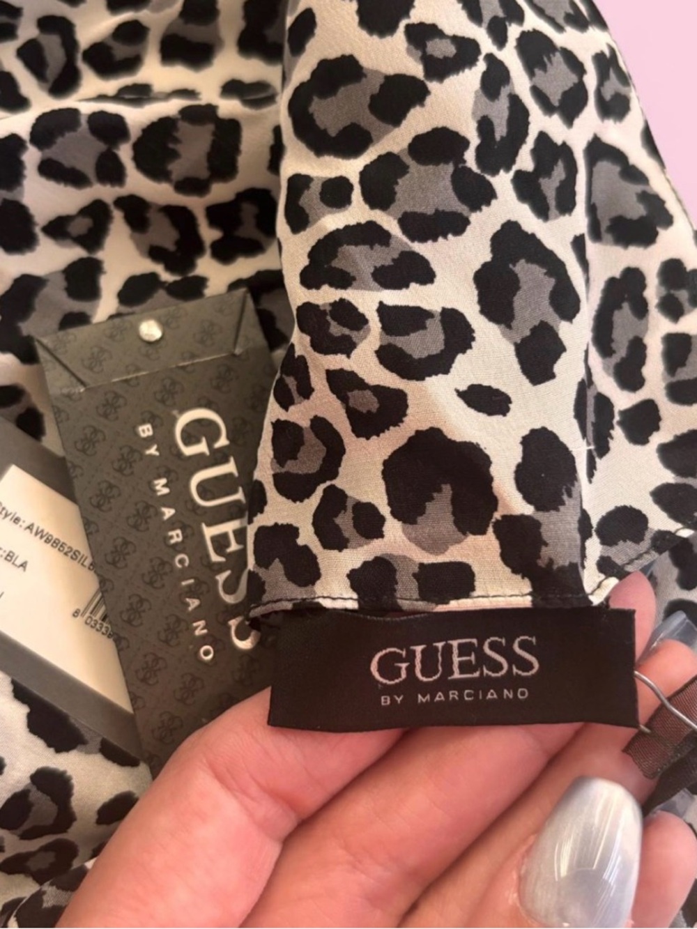 Guess by Marciano Leopard Print Scarf - Black & White - Picture 3 of 4